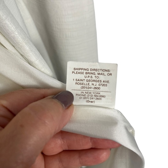 VTG 80s VAKKO Womens Embossed Leather Coat White Open Front Small Oversized - Picture 12 of 14